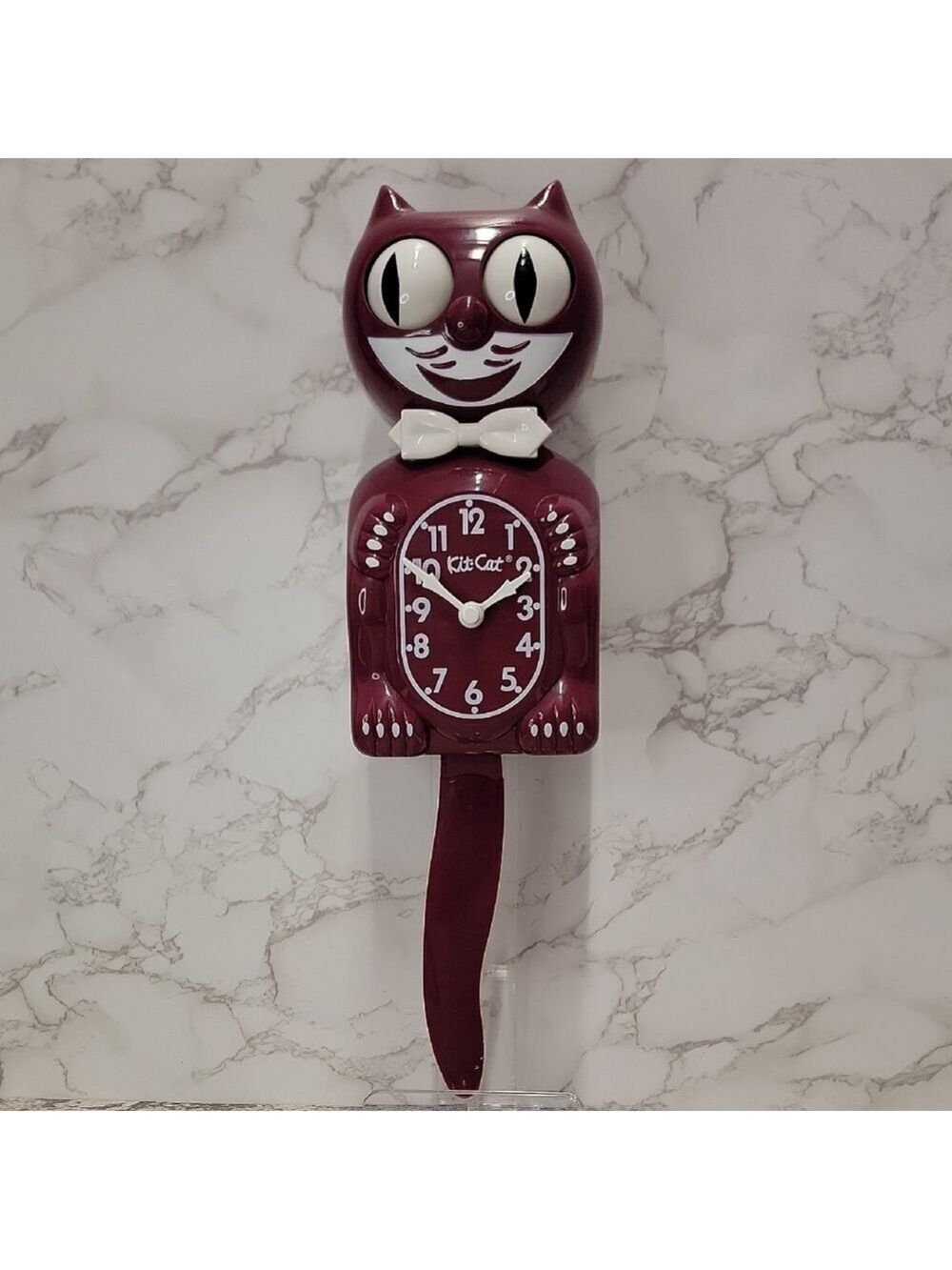 Rare Retired Burgundy Kit Cat Klock Clock